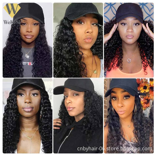 Fashionable Baseball Hat Wigs Straight Hair Wig Vendors,8-40 Inch Cheap Virgin Brazilian Human Hair Wig With Hats